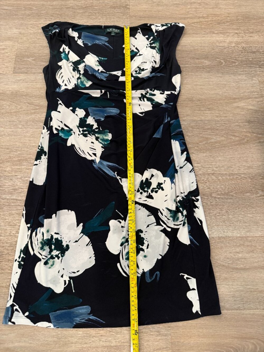 Ralph Lauren Floral Cowl-Neck Sheath Dress — Size 14